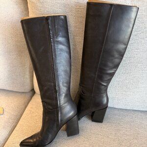 Black Knee High Heeled Boots